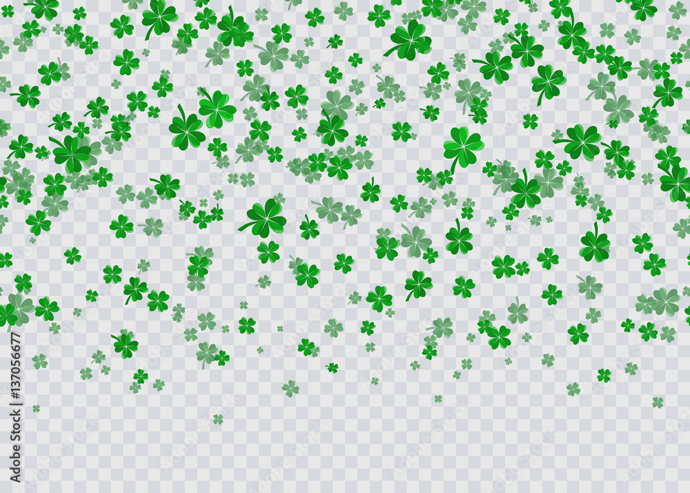 Vector illustration of floral seamless border with four leaved green clover
