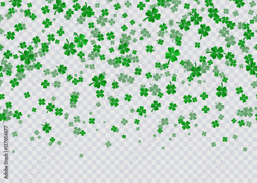 Vector illustration of floral seamless border with four leaved green clover