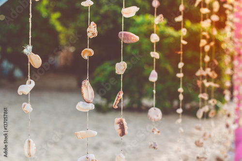 Shell curtain on the beach