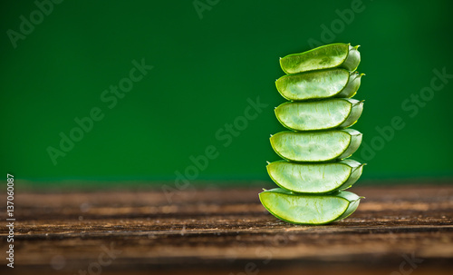 Green leaves of aloe plant ...