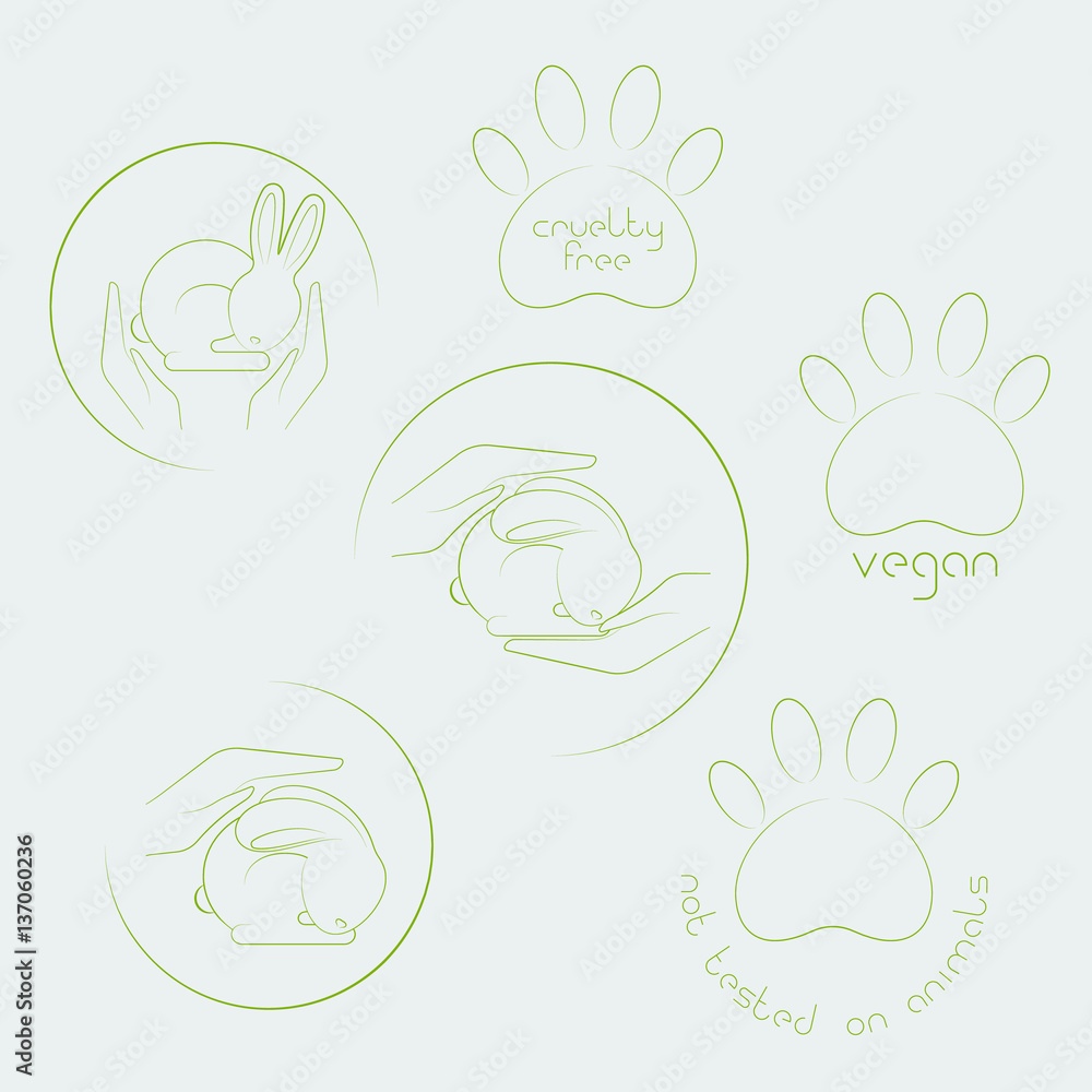 Animal cruelty free logo. Not tested on animals symbol set Animal cruelty free logo. Not tested on animals symbol set