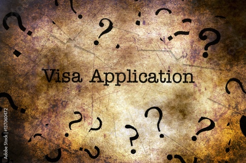 Visa application text on grunge background