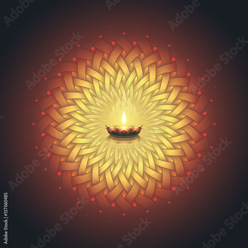 sacred geometry mandala with complex geometric pattern, candle and lotus in classical style tibetan iconography. visionary art. vector illustration
