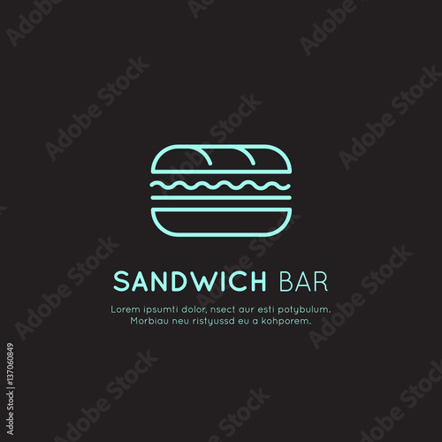 Vector Icon Style Illustration Card Neon Acid Logo of Fast Food Shop, Urban Place, Burrito, Burger, Sandwich or Hot Dog Bar, Simple Isolated Symbols for Web and Mobile App