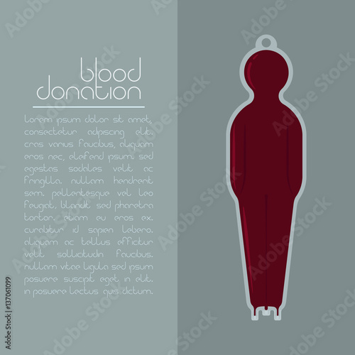 Blood donation concept. Blood bag with red fluid.