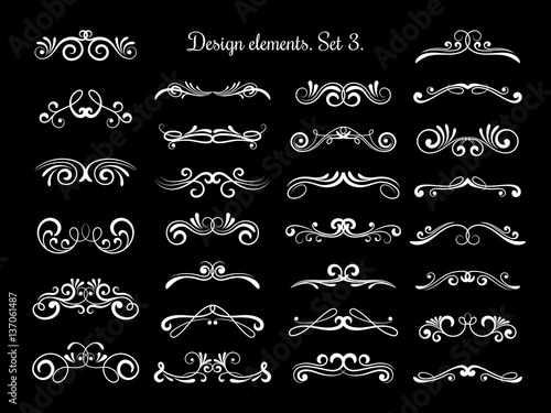 Ornate calligraphy vector swirls. Romantic simple swirled flourish scrolls