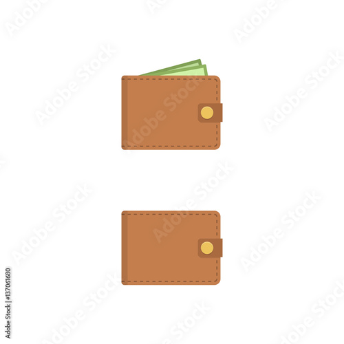 Wallet icon. Vector flat wallet illustration.