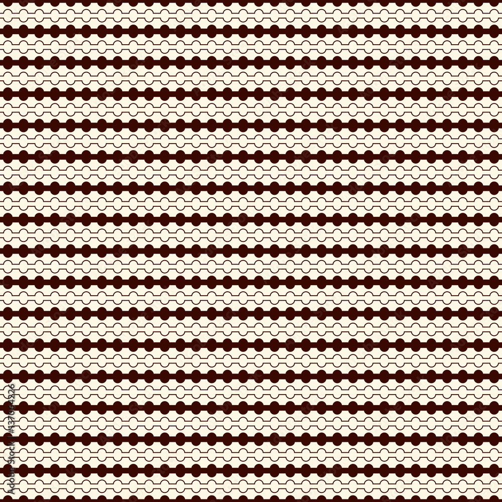 Outline seamless pattern with horizontal lines with knots. Stylized wavy striped abstract background. Geometric motif.