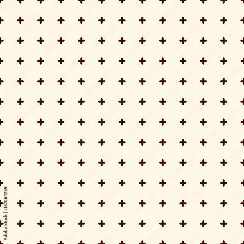 Minimalist abstract background. Simple modern print with crosses. Outline seamless pattern with geometric figures.