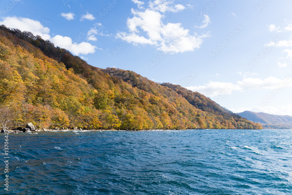 Lake towada at autumn season