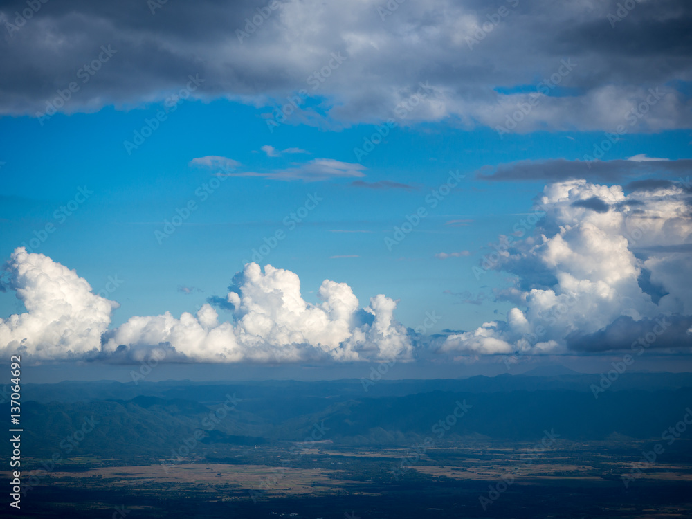 Blue and black sky background, landscape