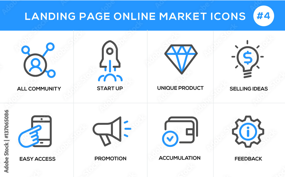 Flat line design concept icons for online shopping, website banner and landing page Flat line design concept icons for online shopping, website banner and landing page