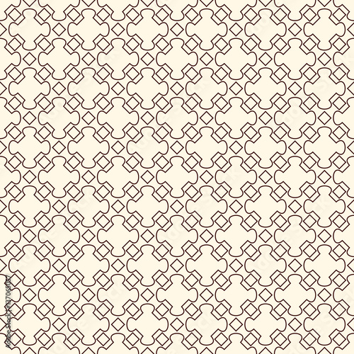 Outline seamless pattern with repeated geometric figures. Ornamental abstract background. Oriental motif.
