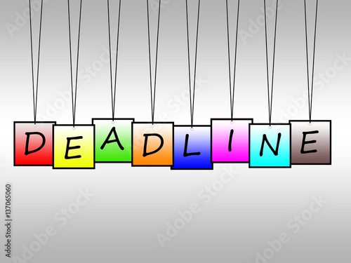 Illustration of Deadline written on hanging tags photo