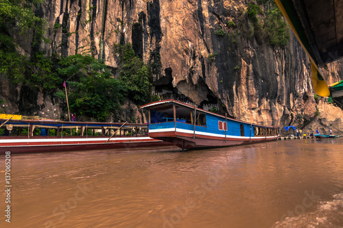 September 21, 2014: Entrance to the Pak Ou caves, Laos photo