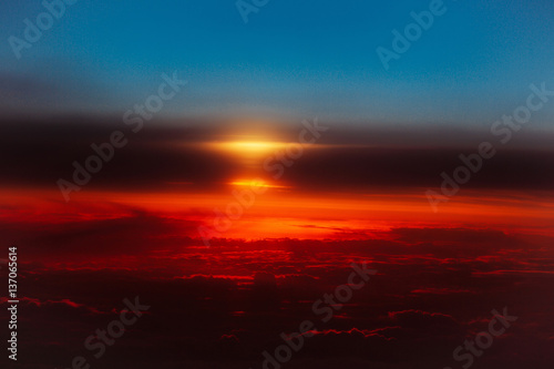 Thick soft clouds on idyllic dark blue sky