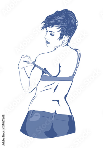 Woman undressed light blue color vector image