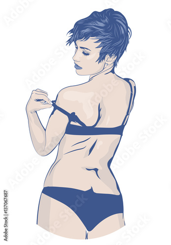 Woman undressed light blue color vector image