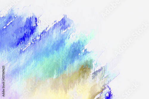 Abstract watercolor on white background.The color splashing in the paper.It is a hand drawn