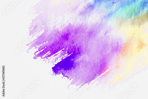 Abstract watercolor on white background.The color splashing in the paper.It is a hand drawn