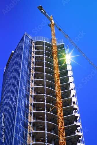 skyscraper and building crane