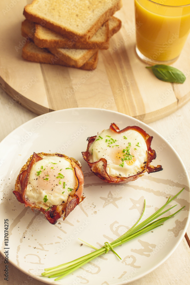 Bacon, eggs and toast breakfast Bacon, eggs and toast breakfast