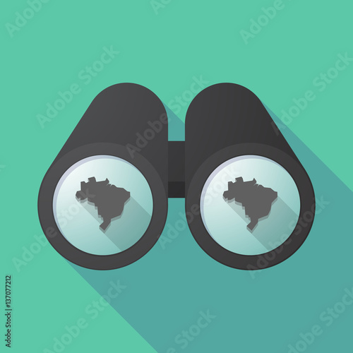 Long shadow binoculars with  a map of Brazil