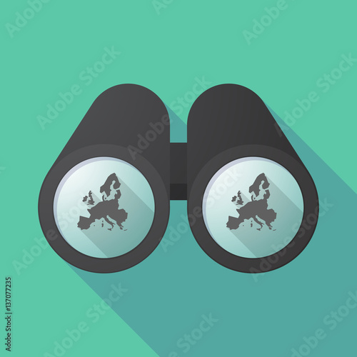 Long shadow binoculars with  a map of Europe