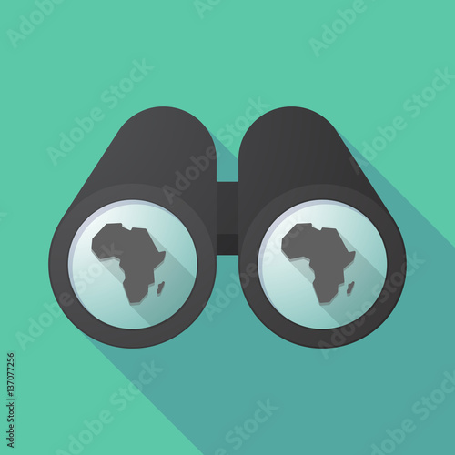 Long shadow binoculars with  a map of the african continent