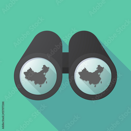 Long shadow binoculars with  a map of China