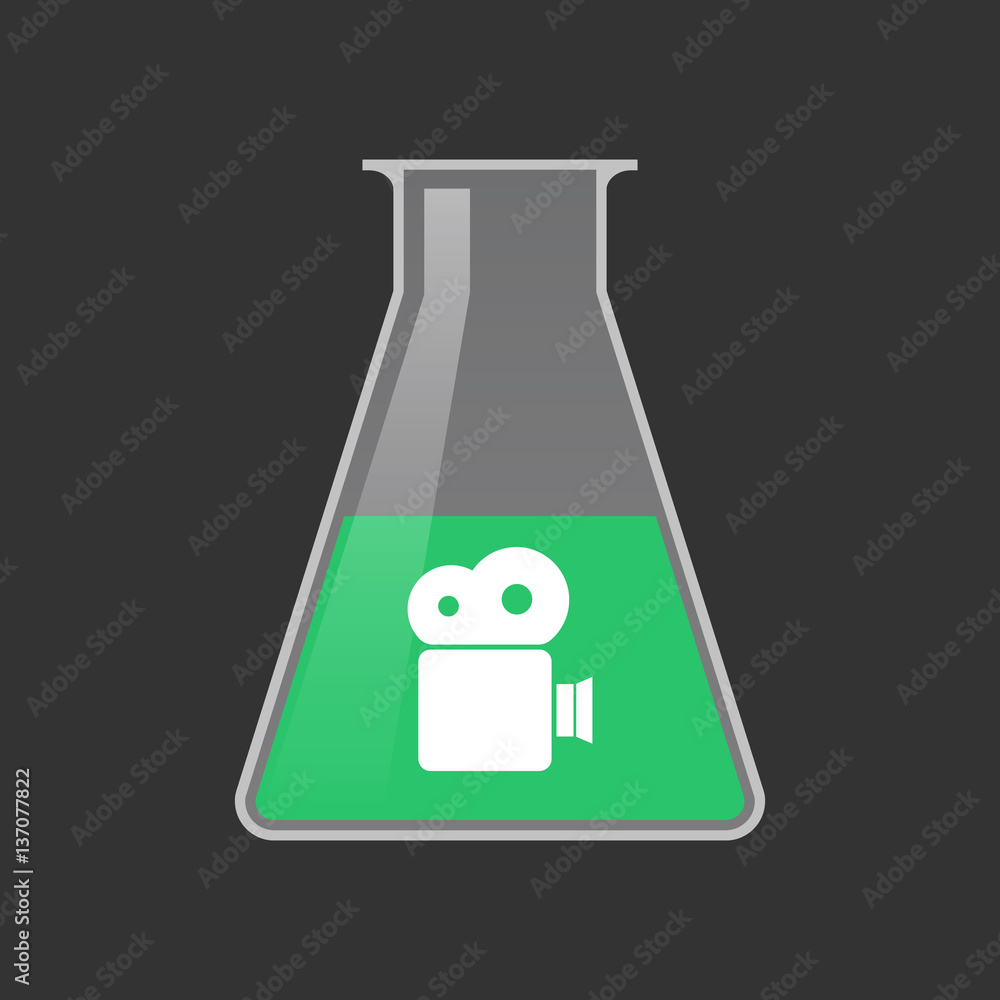 Isolated test tube with a film camera Isolated test tube with a film camera
