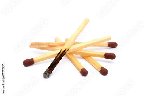  Pile of matches isolated on white background