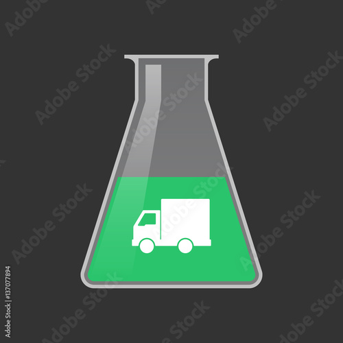 Isolated test tube with a  delivery truck