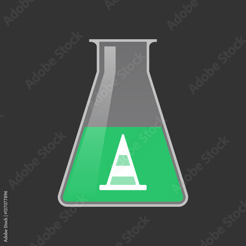 Isolated test tube with a road cone