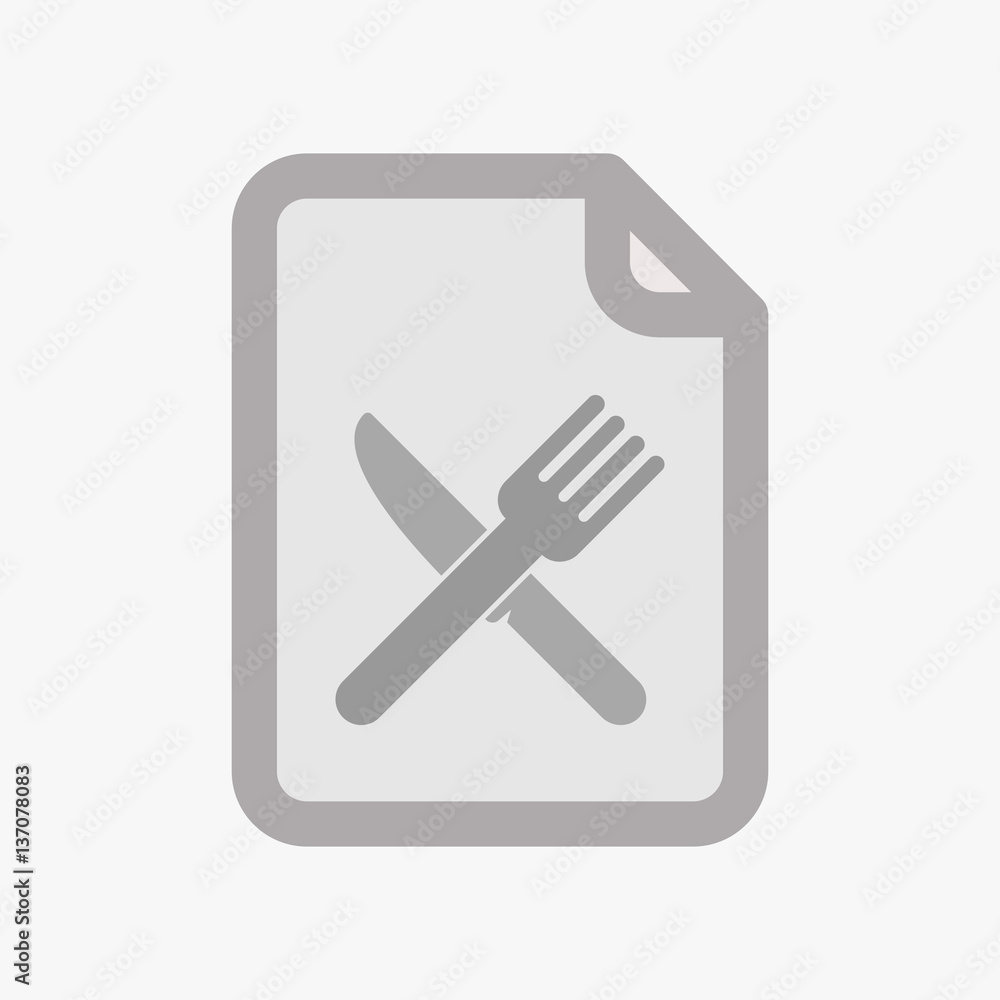 Isolated document with a knife and a fork Isolated document with a knife and a fork
