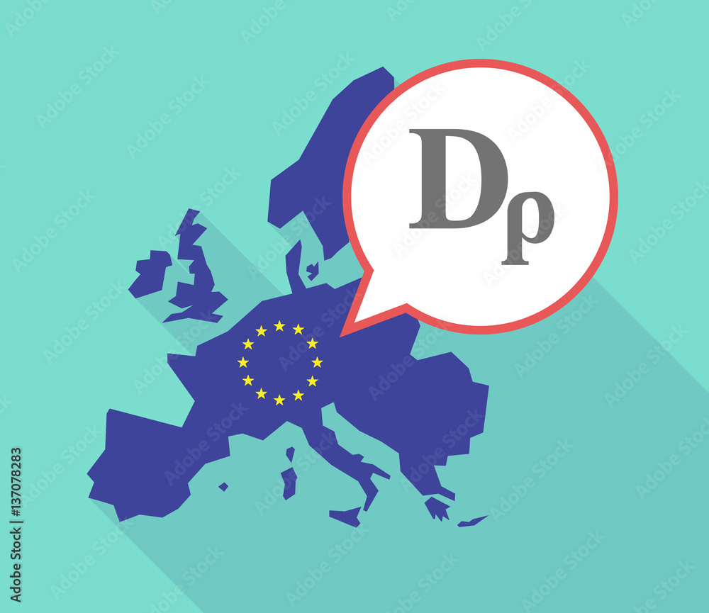 Long shadow EU map with a drachma currency sign Long shadow EU map with a drachma currency sign