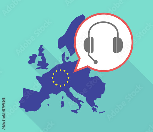 Long shadow EU map with  a hands free phone device
