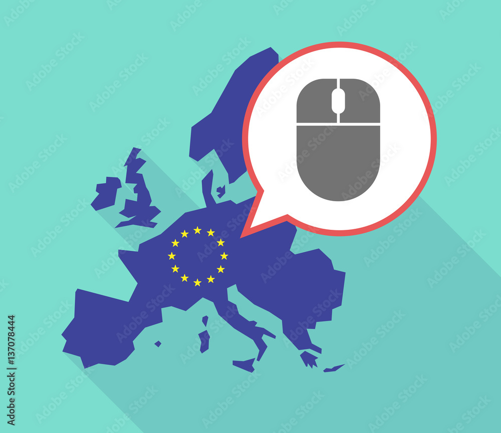 Long shadow EU map with a wireless mouse Long shadow EU map with a wireless mouse