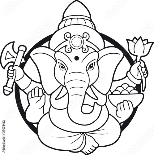 emblem depicting an Indian god Ganesha
