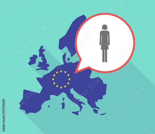 Long shadow EU map with a female pictogram