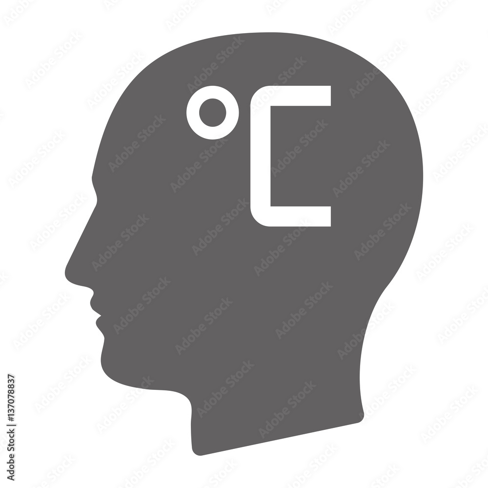 Isolated male head with a celsius degree sign Isolated male head with a celsius degree sign