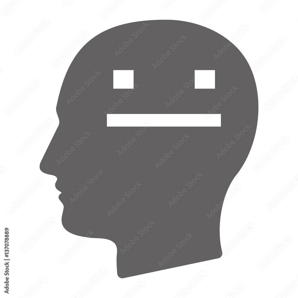 Isolated male head with a emotionless text face Isolated male head with a emotionless text face