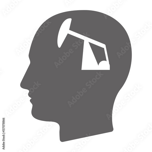 Isolated male head with a horsehead pump