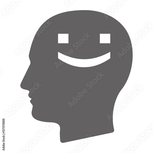 Isolated male head with a smile text face