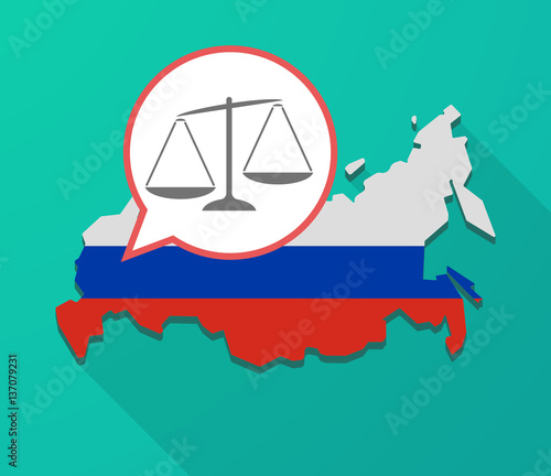 Long shadow Russia map with  an unbalanced weight scale