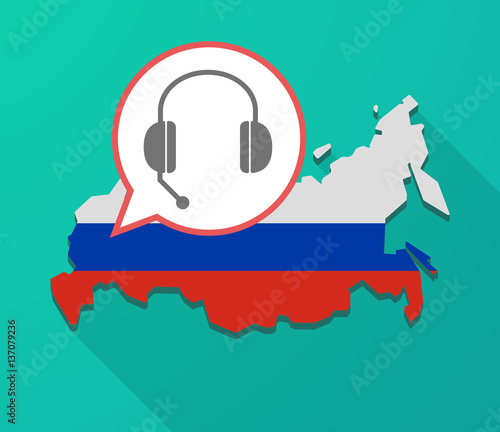Long shadow Russia map with  a hands free phone device