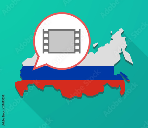Long shadow Russia map with a film photogram