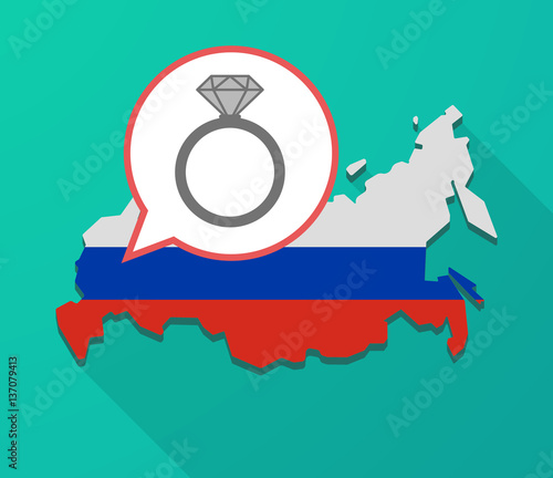 Long shadow Russia map with an engagement ring