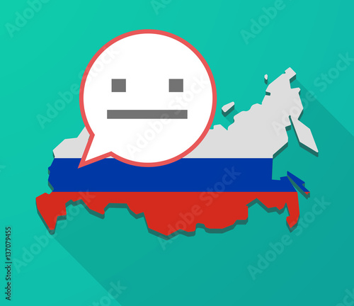 Long shadow Russia map with a emotionless text face