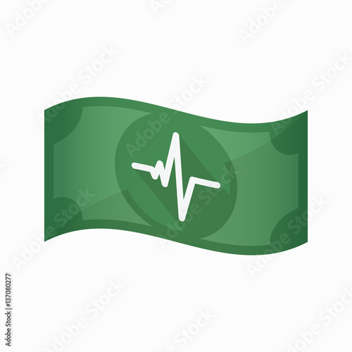 Isolated bank note with a heart beat sign